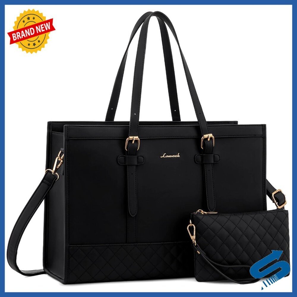 Waterproof PU Leather Laptop Tote Large Capacity Business Office Work Bag